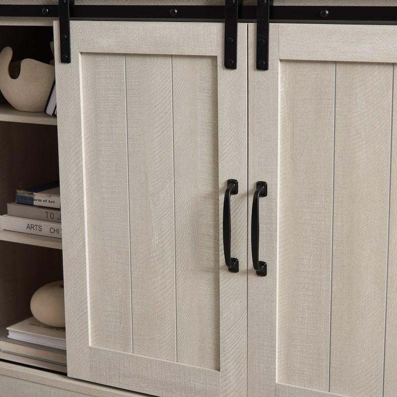 TV Stand Farmhouse Sliding Barn Door Entertainment Center for TVs Up to